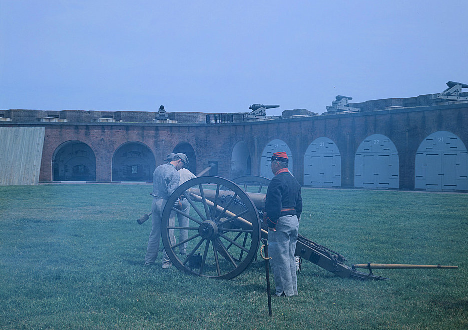 View of Trrops Preparing to Fire the Canon