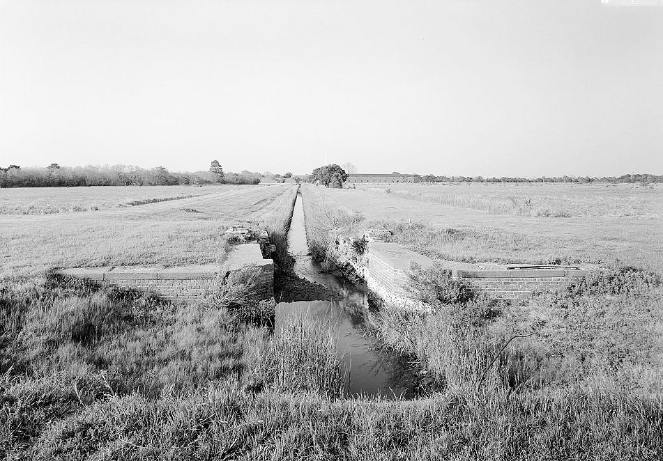 View Looking from the North Side of the South Channel of the Tidal Gate and Fort in Background (at South End of Feeder Canal).