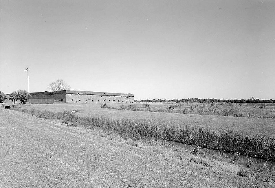 Historic View, Looking up to Tidal Gate and Fort in 1998.
