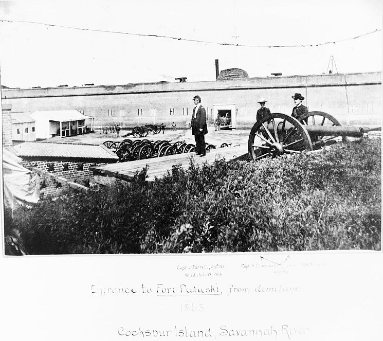 Historic View, 1863, Entitled "ENTRANCE to FORT PULASKI, from DEMILUNE,(/) COCKSPUR ISLAND, SAVANNAH RIVER,&Quot; That Shows Entrance of Fort Looking from Southwest to Northeast Generally.