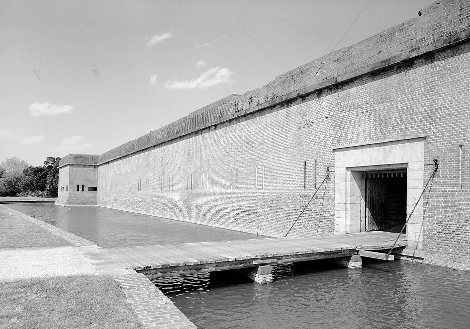 Perspective View of Entrance into Gorge Wall, Looking toward to Northwest Bastion, Showing Drawbridge and Moat.