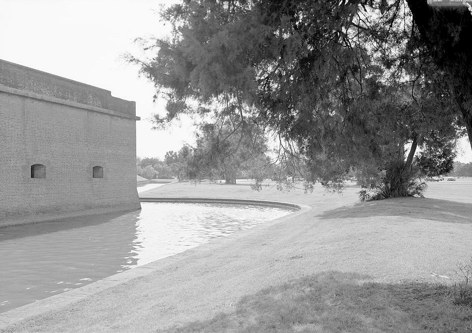 View of the North Side of the Northwest Bastion Looking from East to West Generally (Note the Demilune Earthen Mounds Just Visible beyond the Bastion Wall).