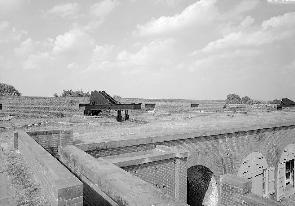 Historic View "Fort Pulaski" of the West End of the North Wall Looking Northward.