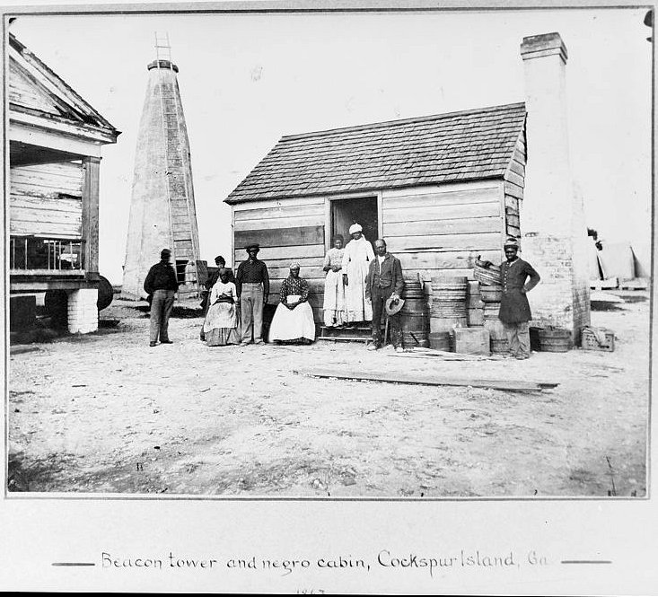 Historic View, 1863, Entitled "Beacon Tower and Negro Cabin, Cockspur Island, Georgia" (Note: Seen in Background of HABS No. GA-2158-79).