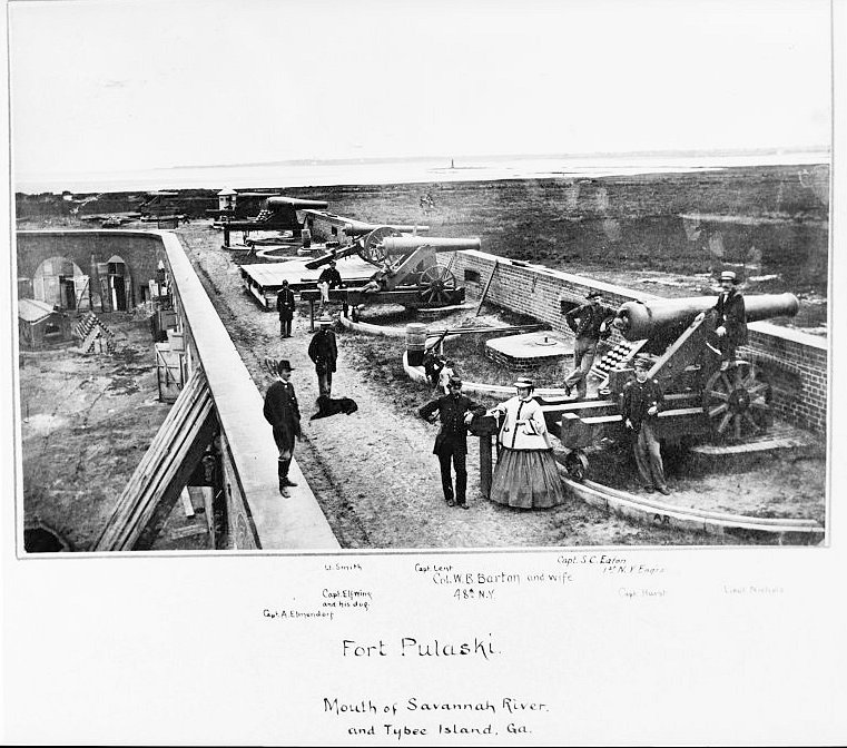 Historic View Entitled "FORT PULASKI (/) MOUTH of SAVANNAH RIVER and TYBEE ISLAND, GA.,&Quot; of 48Th NY Infantry on the South Wall Looking to the Southeast Corner (Note: Cockspur Beacon in near Background and Tybee Island in Far Background)
