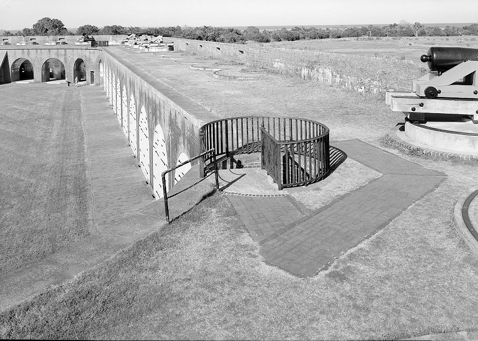 Historic View "REPAIRING LEAD ROOF of FORT" Looking from the Southeast Corner to the East Corner