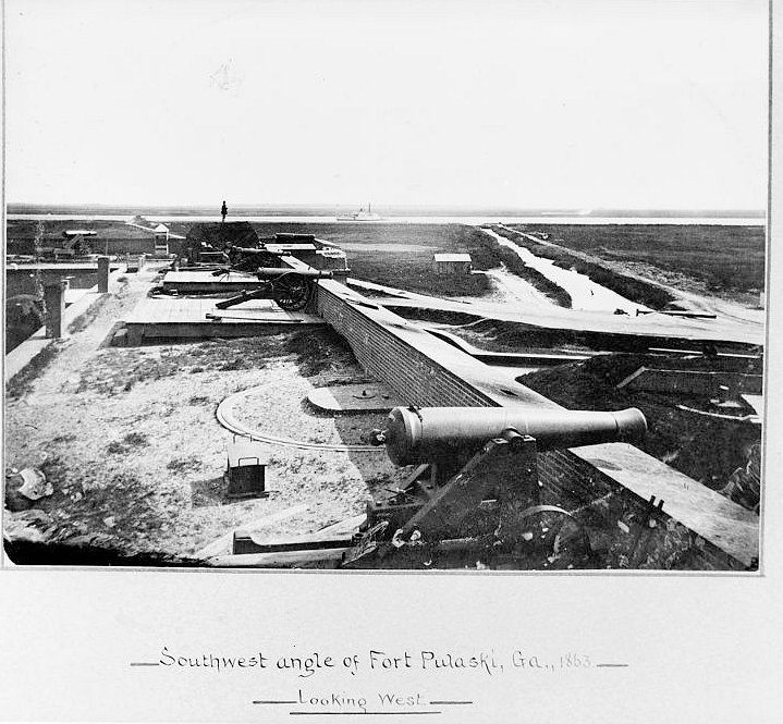Historic View, 1863, Entitled &Quot;southwest Angle of Fort Pulaski, GA., Looking West&quot