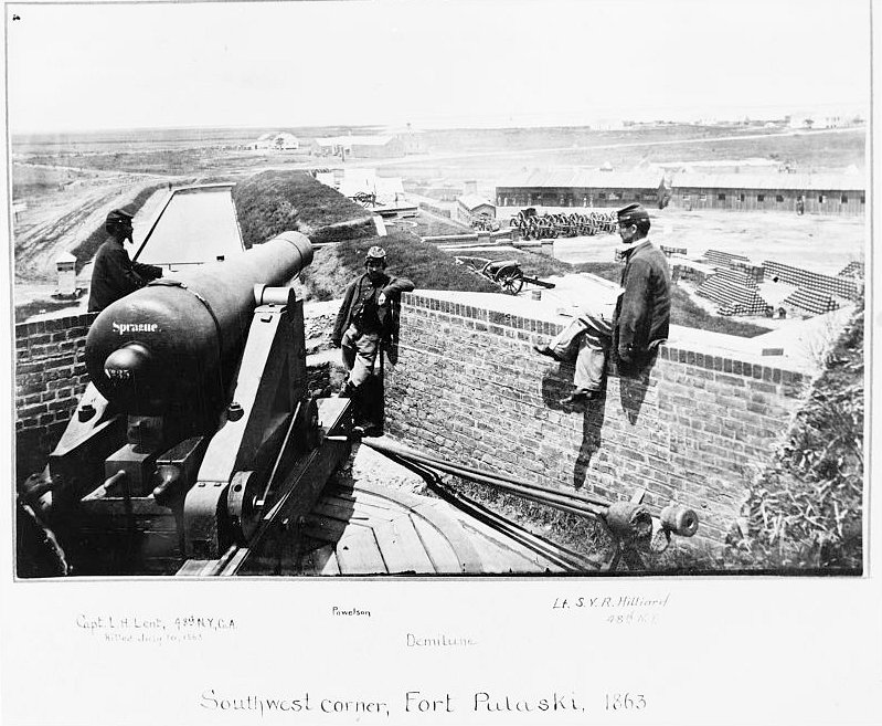 HISTORIC VIEW, 1863, ENTITLED "SOUTHWEST CORNER, FORT PULASKI,"WITH DEMILUNE