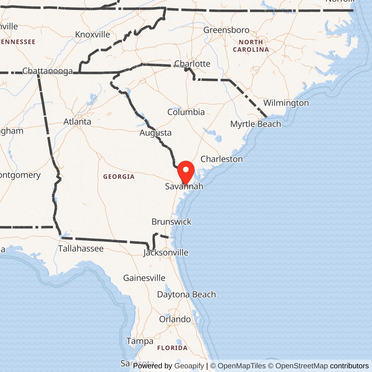 Map showing location of Fort James Jackson, Georgia