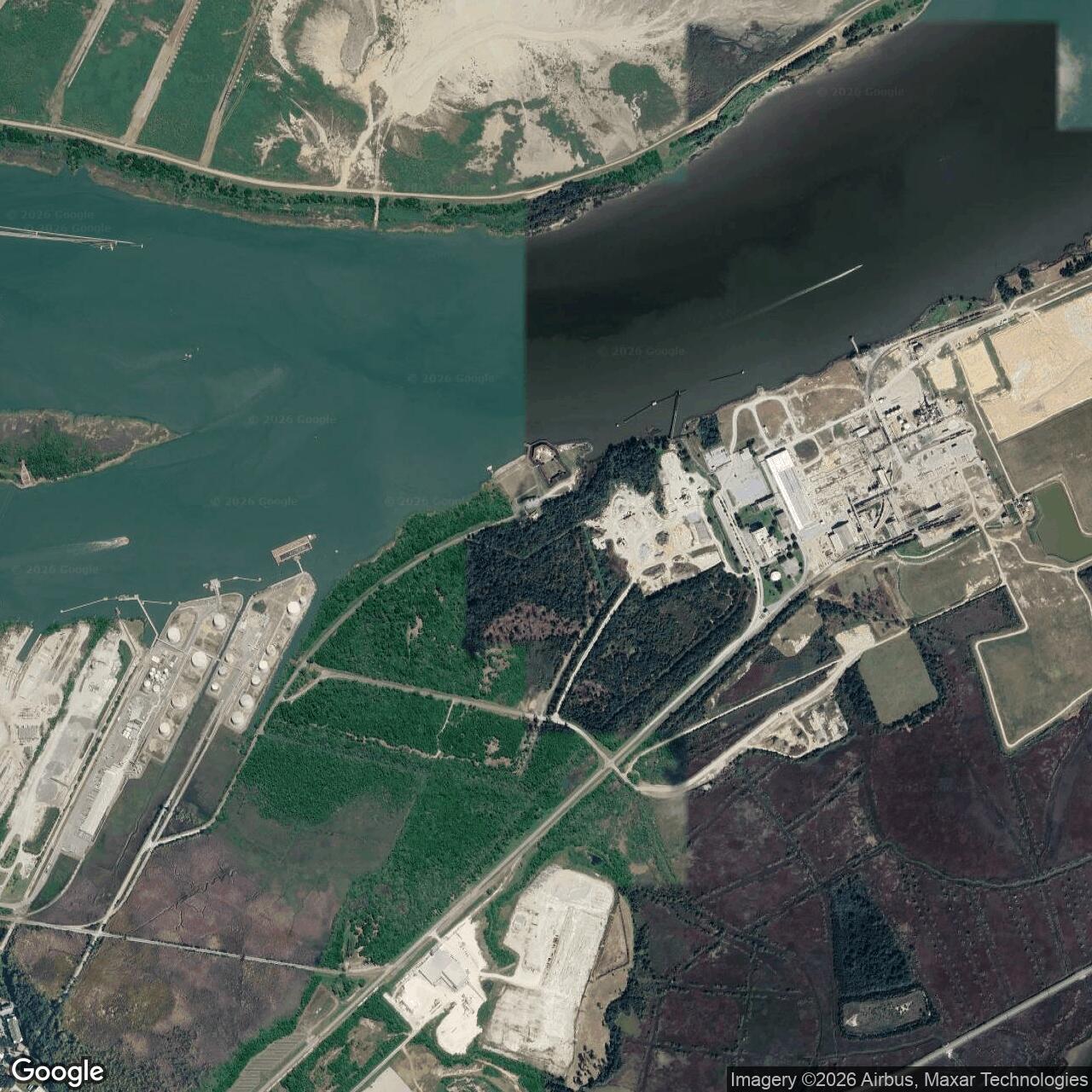 Current Google Satellite Image of Fort James Jackson, Georgia