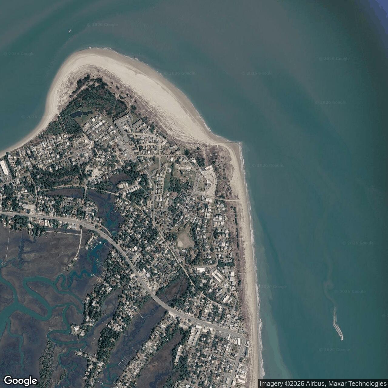 Current Google Satellite Image of Fort Screven, Georgia