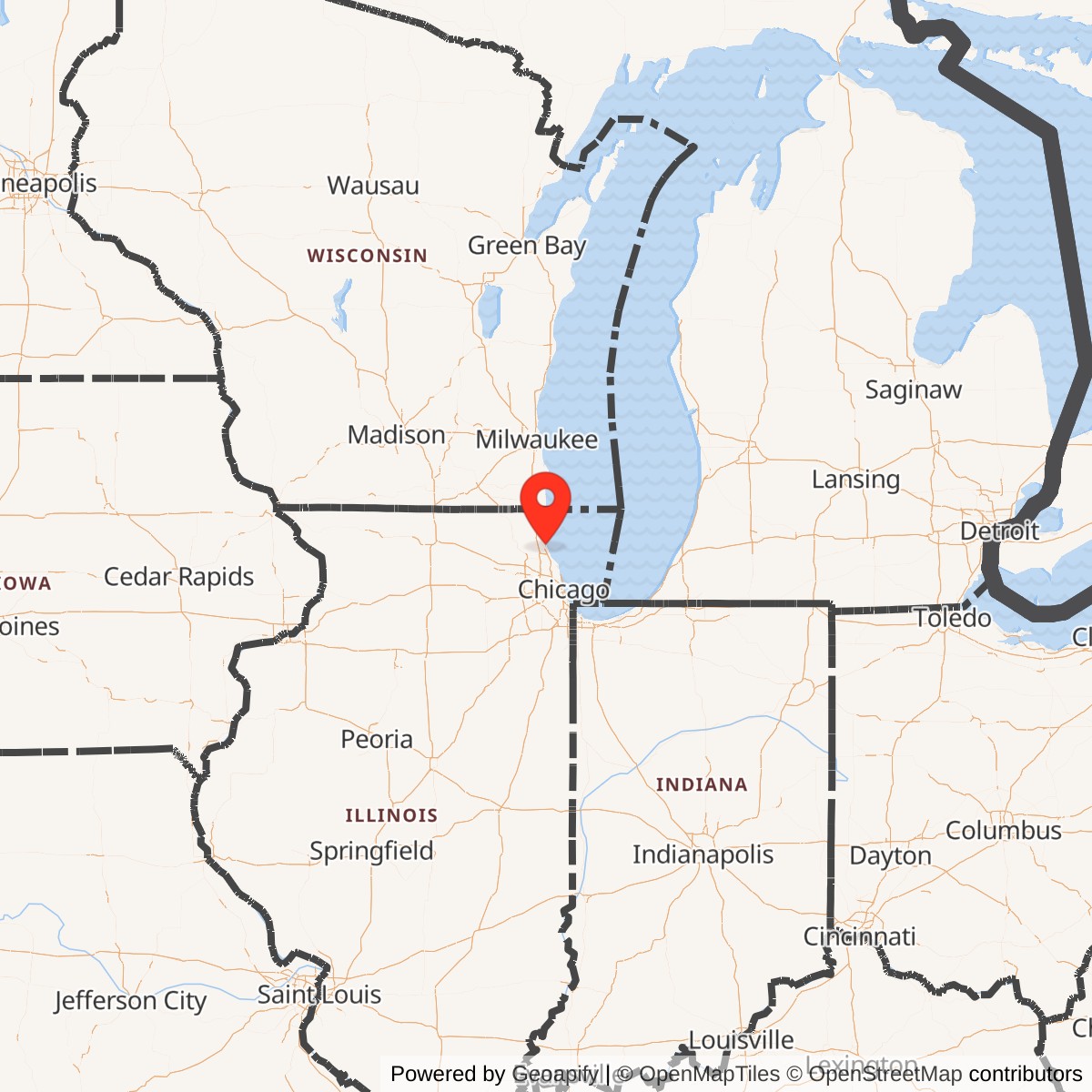 Map showing location of Fort Sheridan, Illinois