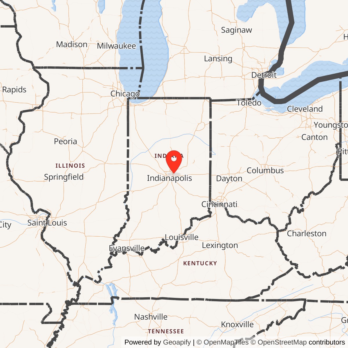Map showing location of Fort Benjamin Harrison, Indiana