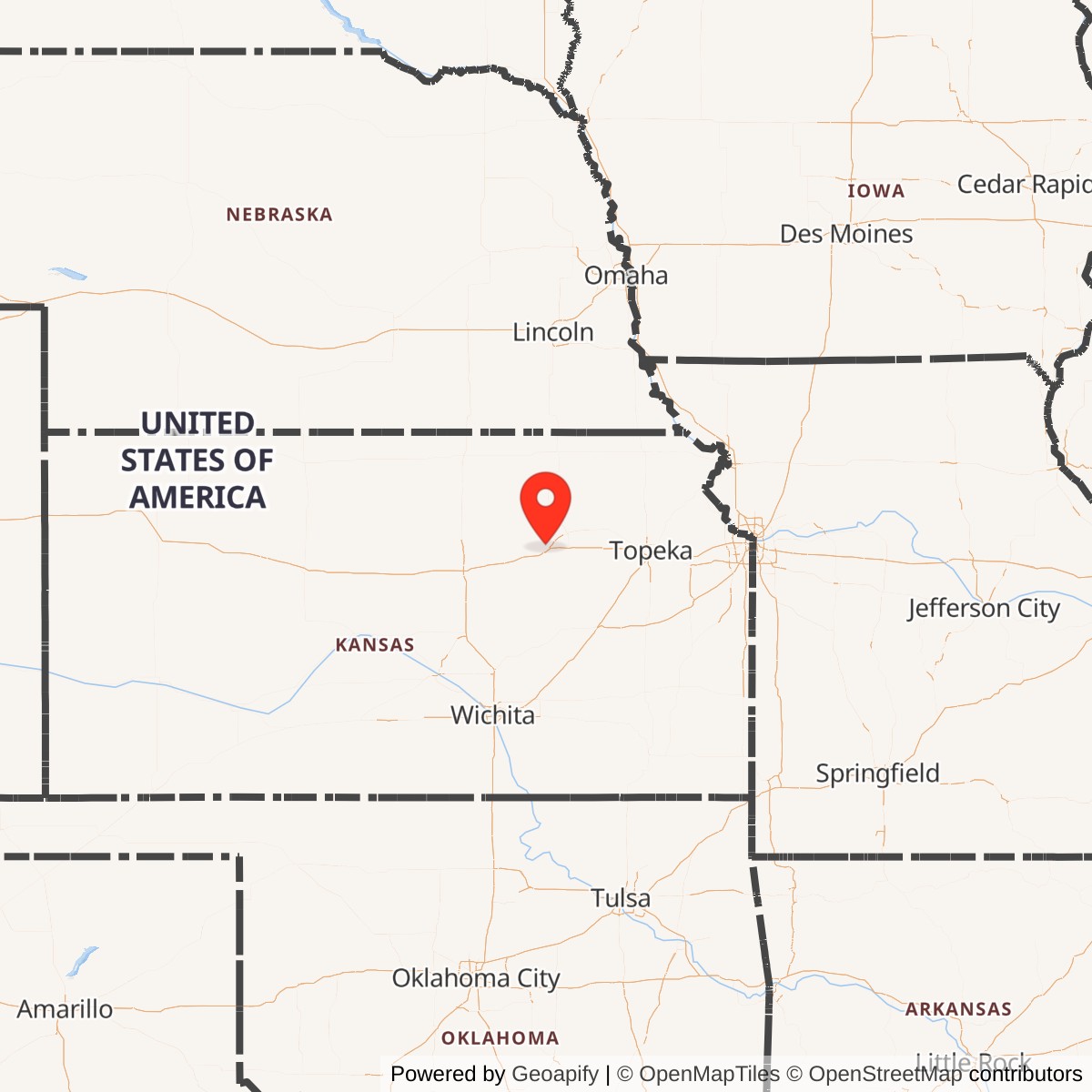 Map showing location of Camp Funston, Kansas
