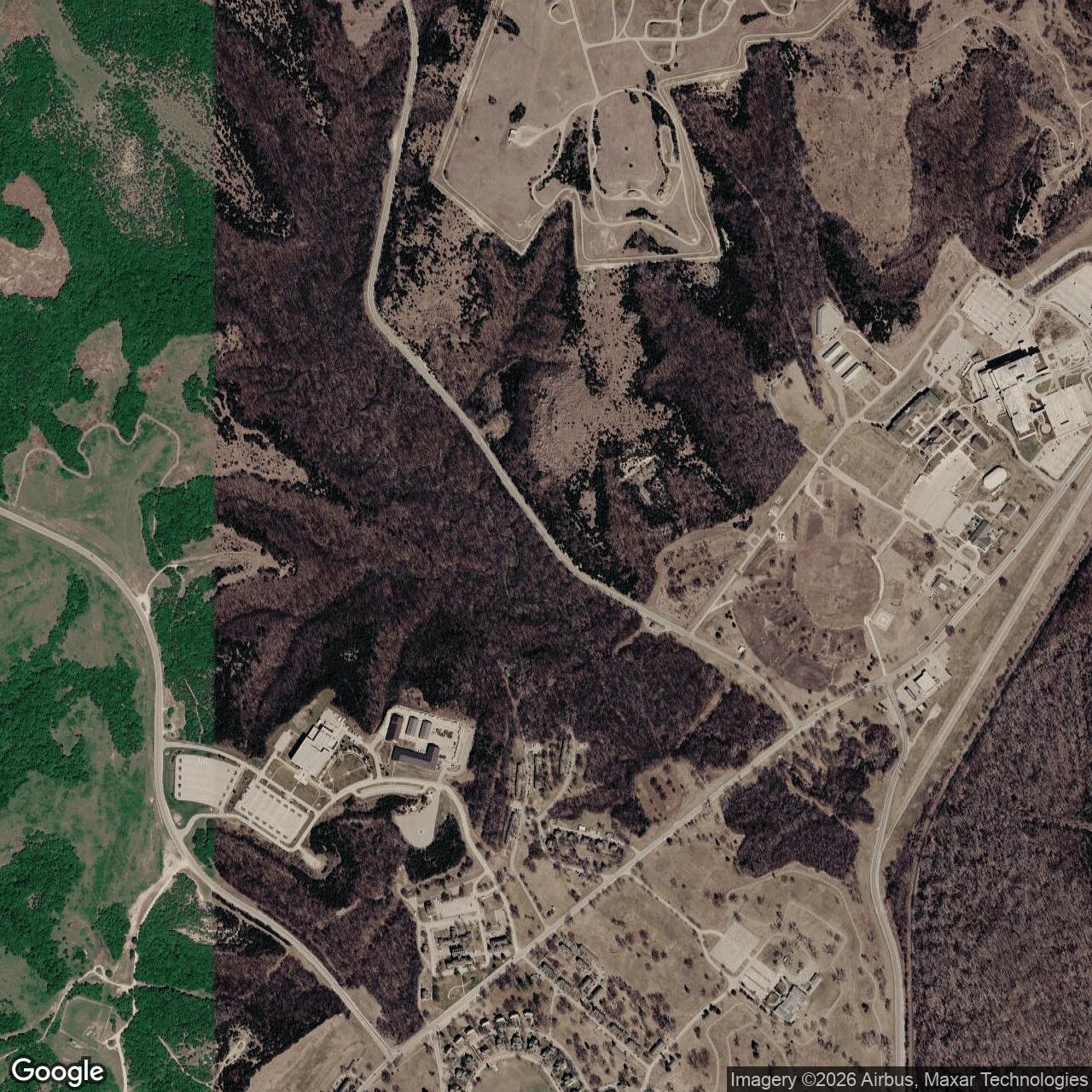 Current Google Satellite Image of Camp Funston, Kansas