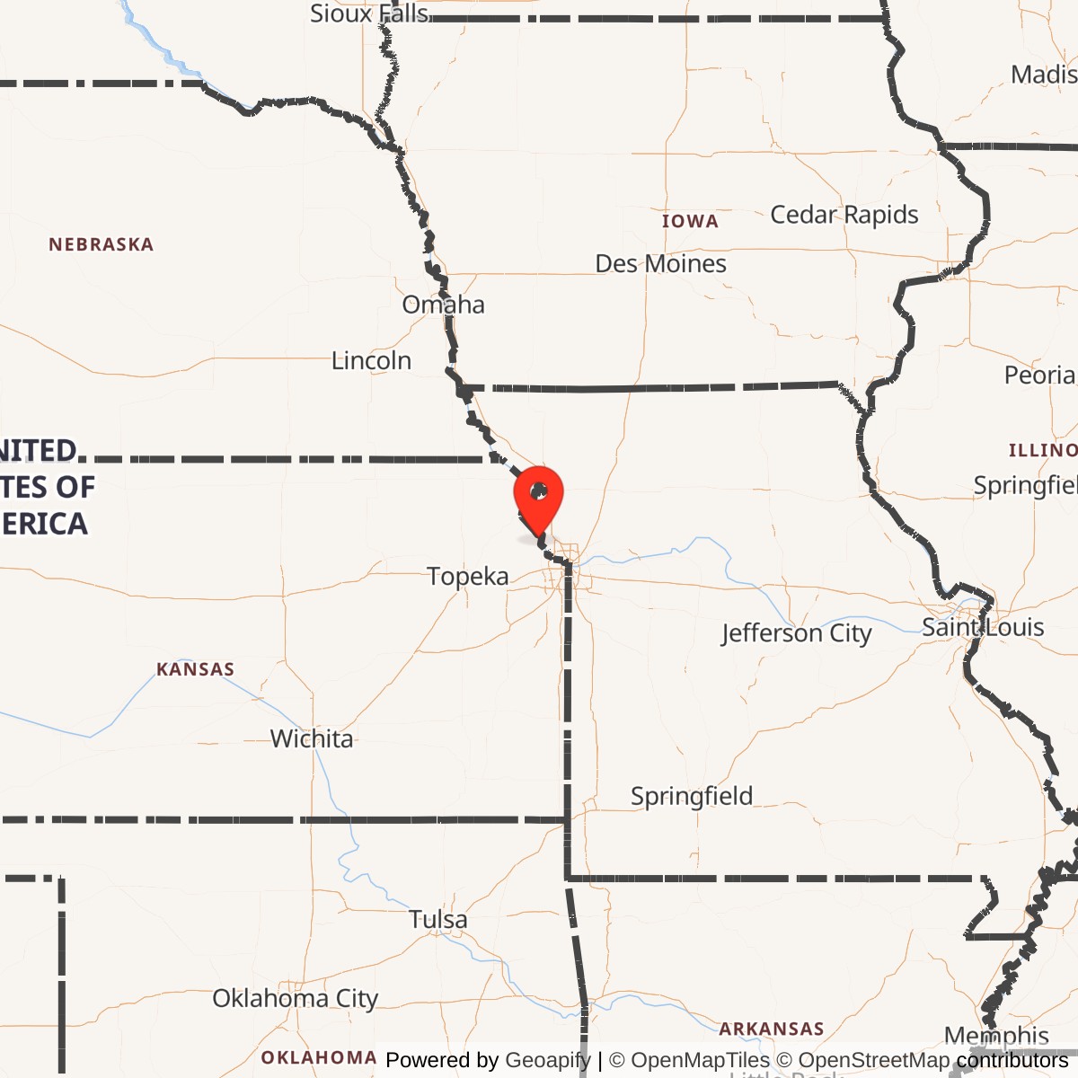 Map showing location of Fort Leavenworth, Kansas