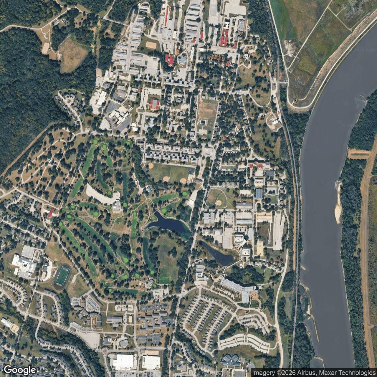 Current Google Satellite Image of Fort Leavenworth, Kansas