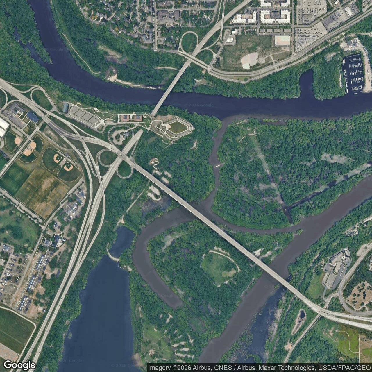 Current Google Satellite Image of Fort Snelling Army Base, St. Paul Minnesota