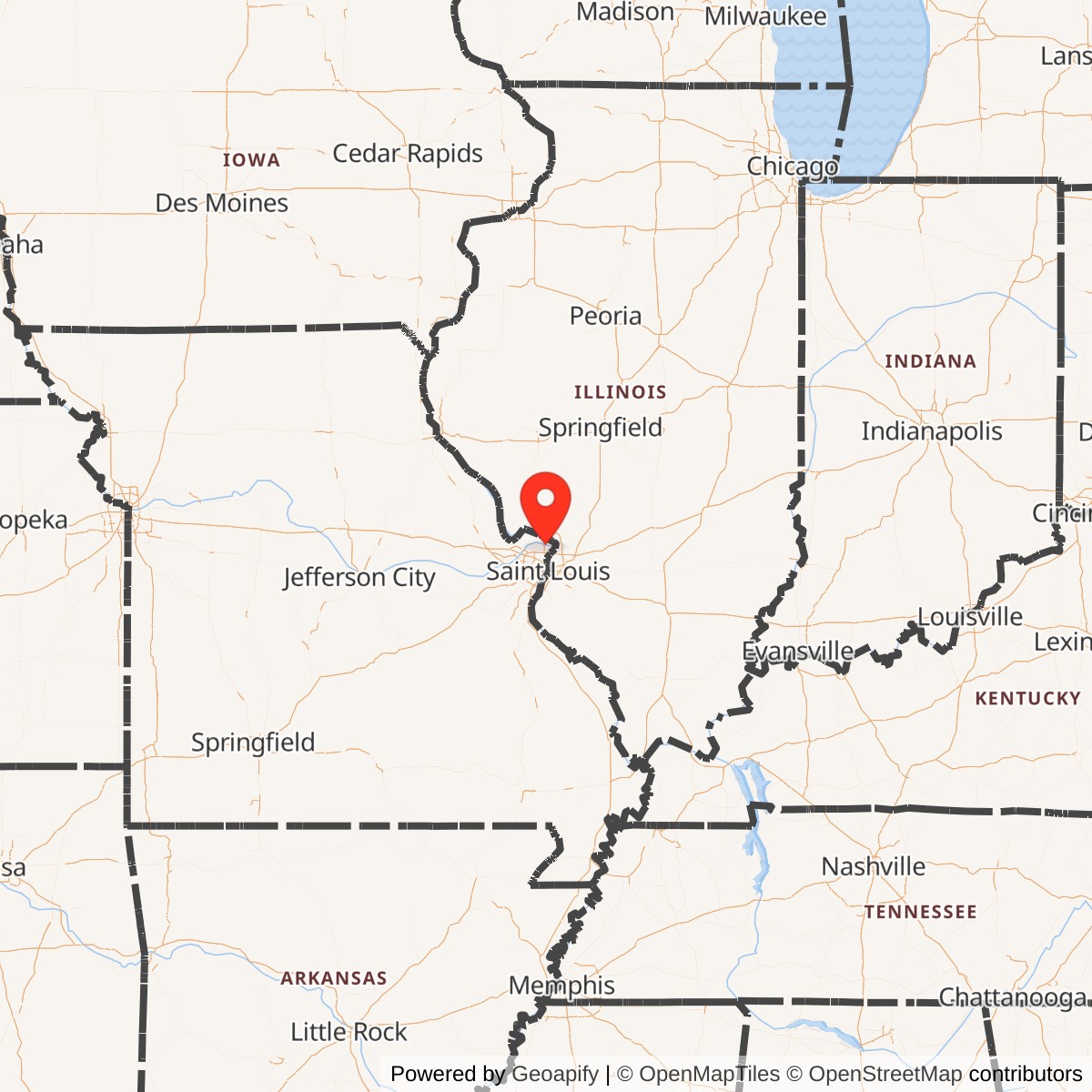 Map showing location of Fort Belle Fontaine, Missouri