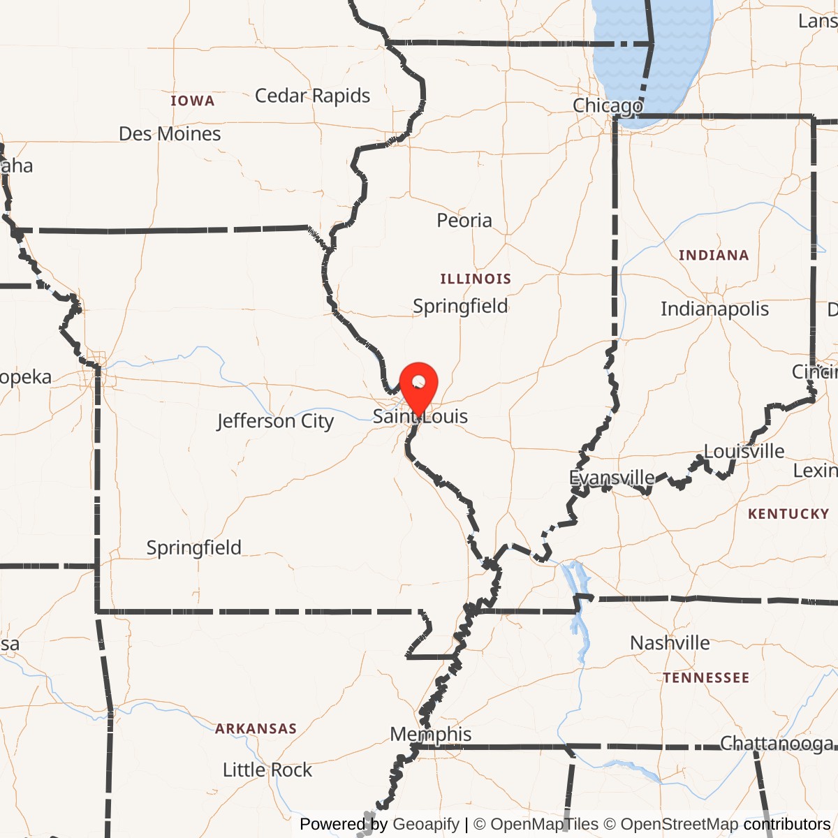 Map showing location of St. Louis Arsenal, St. Louis Missouri