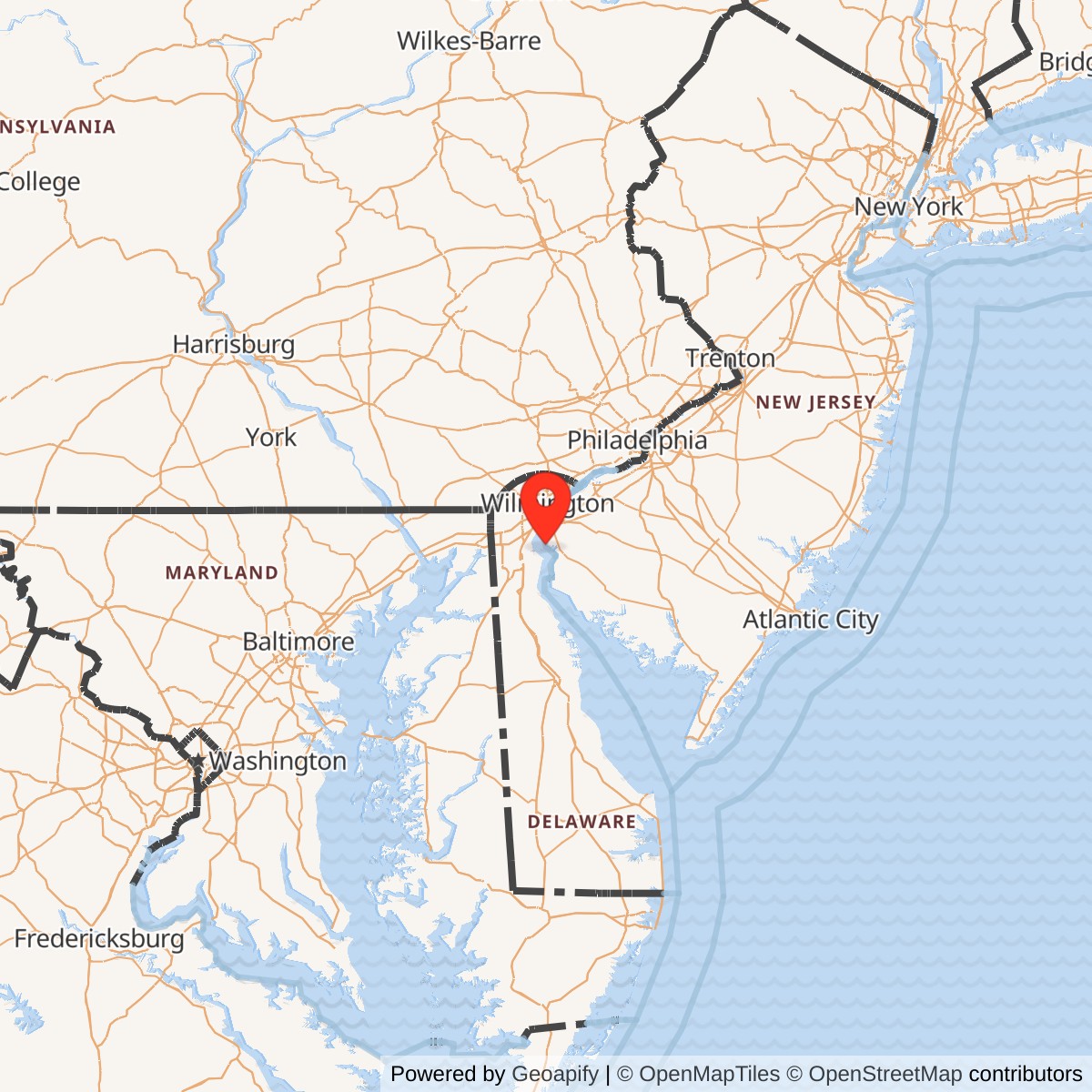 Map showing location of Fort Mott, New Jersey
