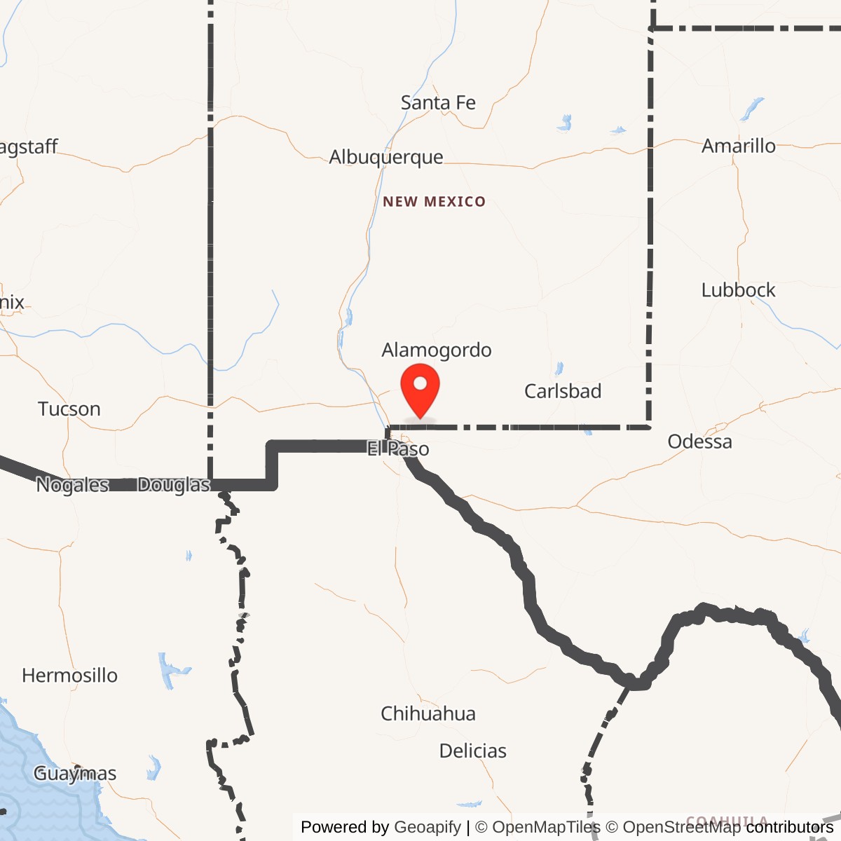 Map showing location of McGregor Range, New Mexico