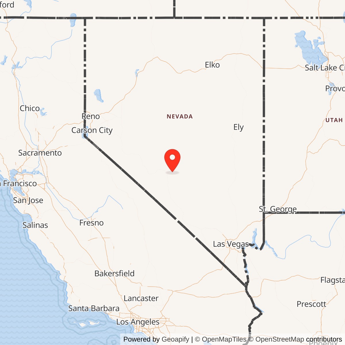 Map showing location of Tonopah Army Air Field, Nevada