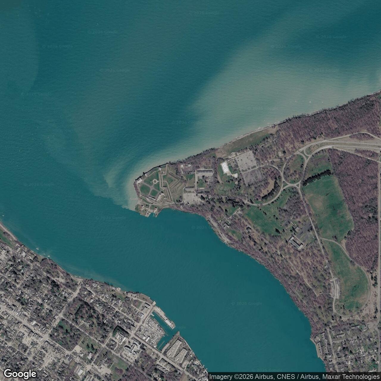 Current Google Satellite Image of Fort Niagara, New York