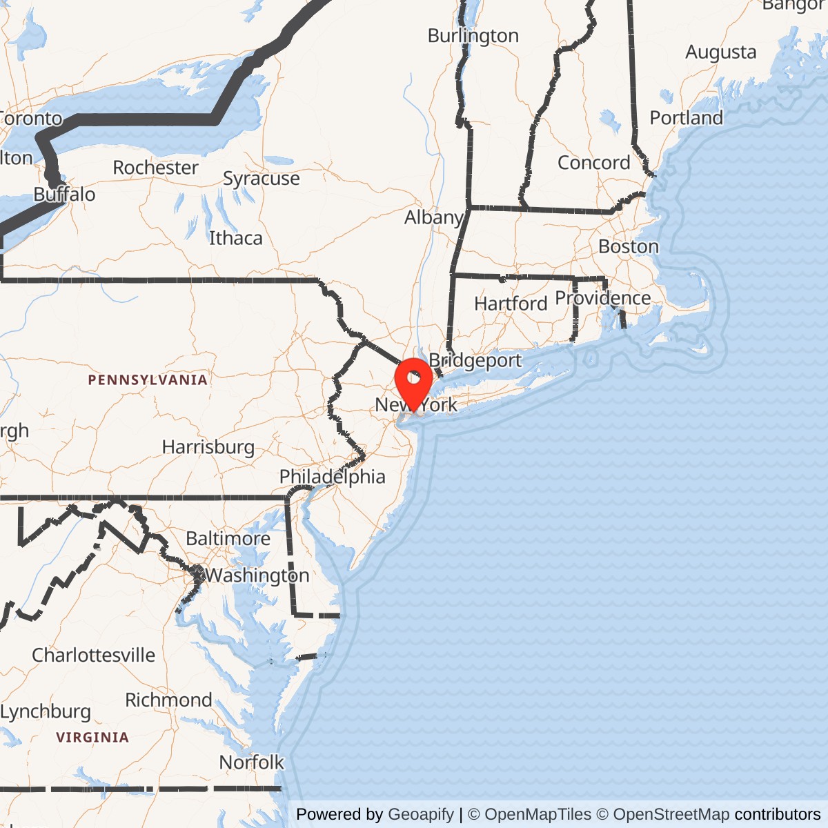 Map showing location of Fort Hamilton, New York
