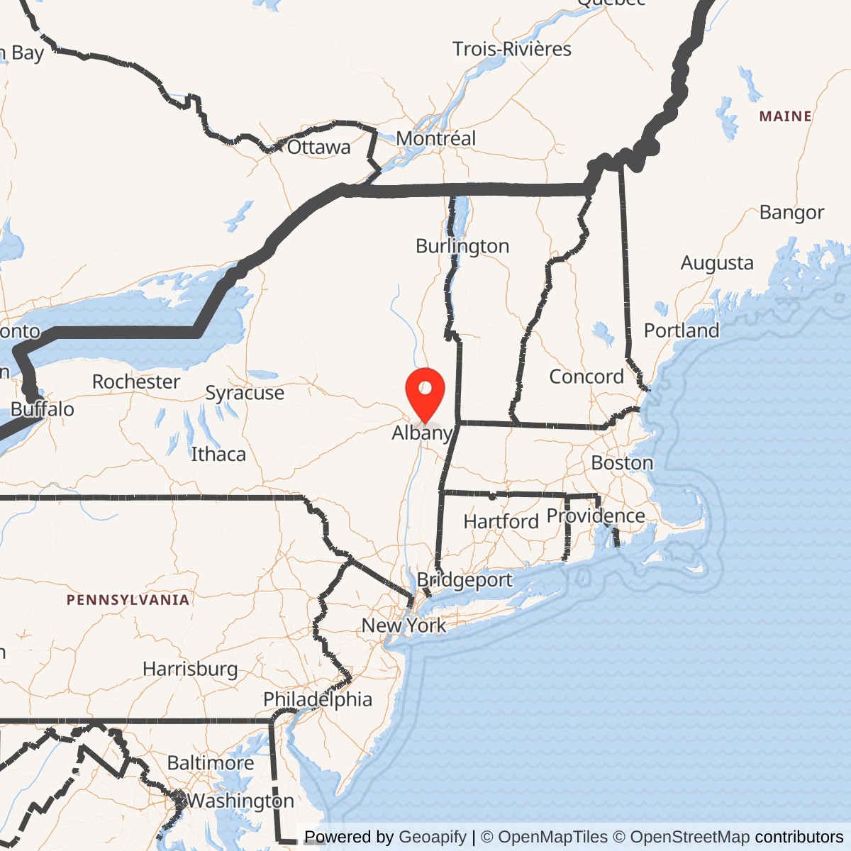 Map showing location of Watervliet Arsenal, New York