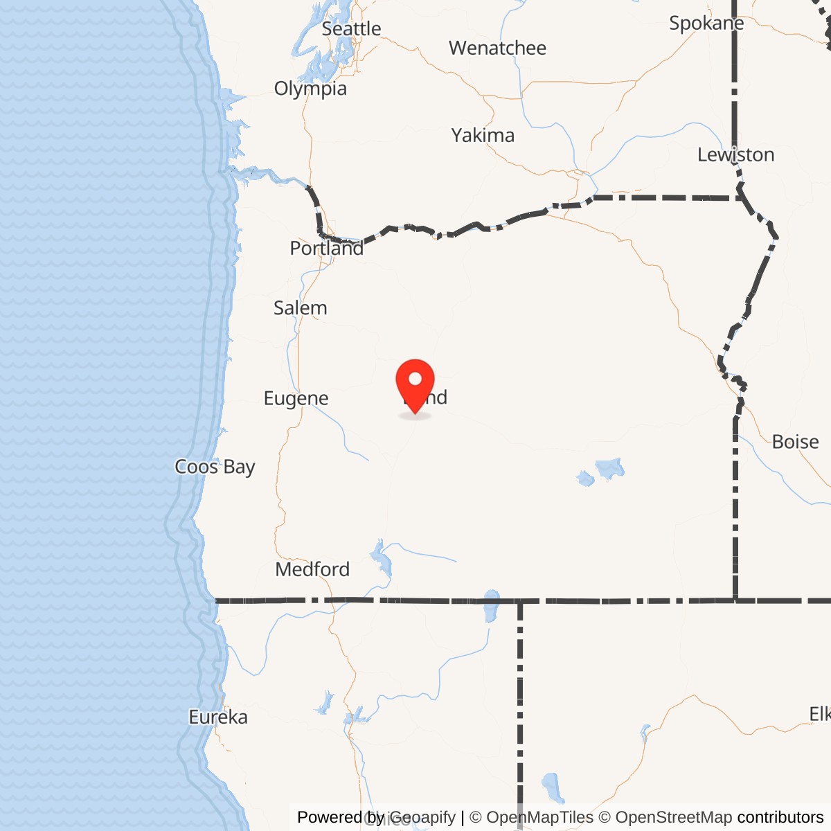 Map showing location of Camp Abbot, Oregon