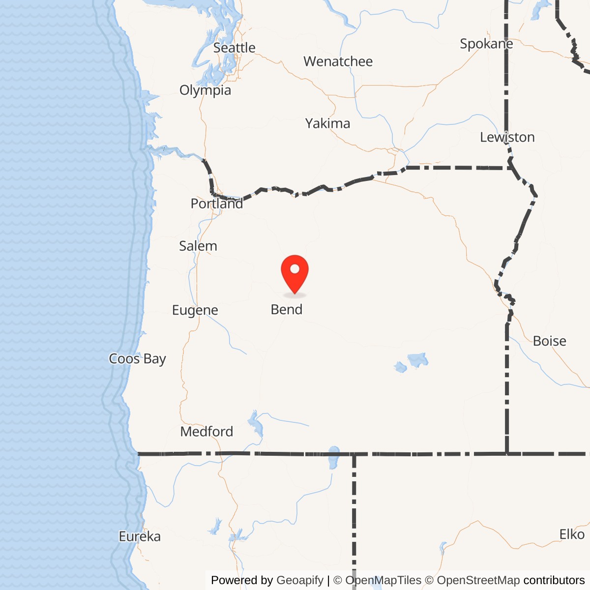 Map showing location of Redmond Army Airfield / Roberts Field / Redmond Municipal Airport, Oregon