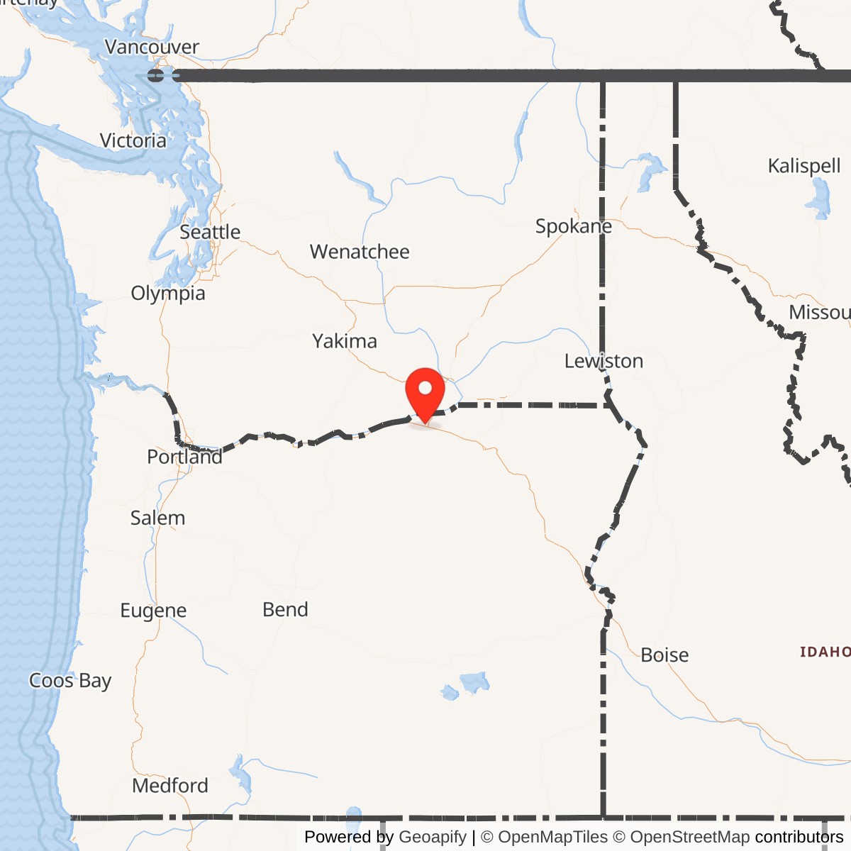 Map showing location of Umatilla Chemical Depot, Hermiston Oregon