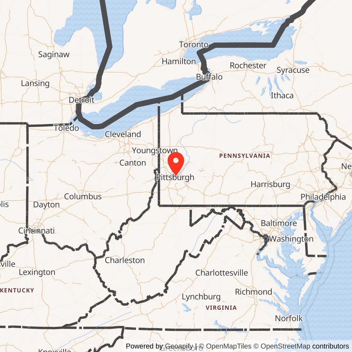 Map showing location of Allegheny Arsenal, Pennsylvania