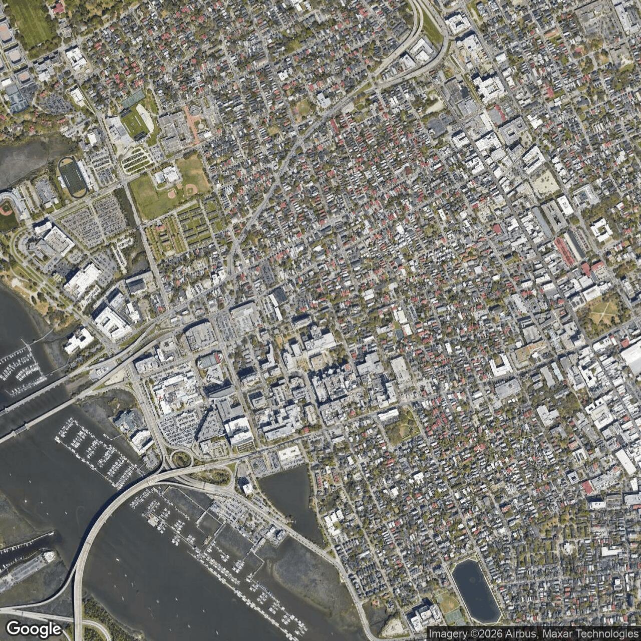 Current Google Satellite Image of Charleston Arsenal, South Carolina