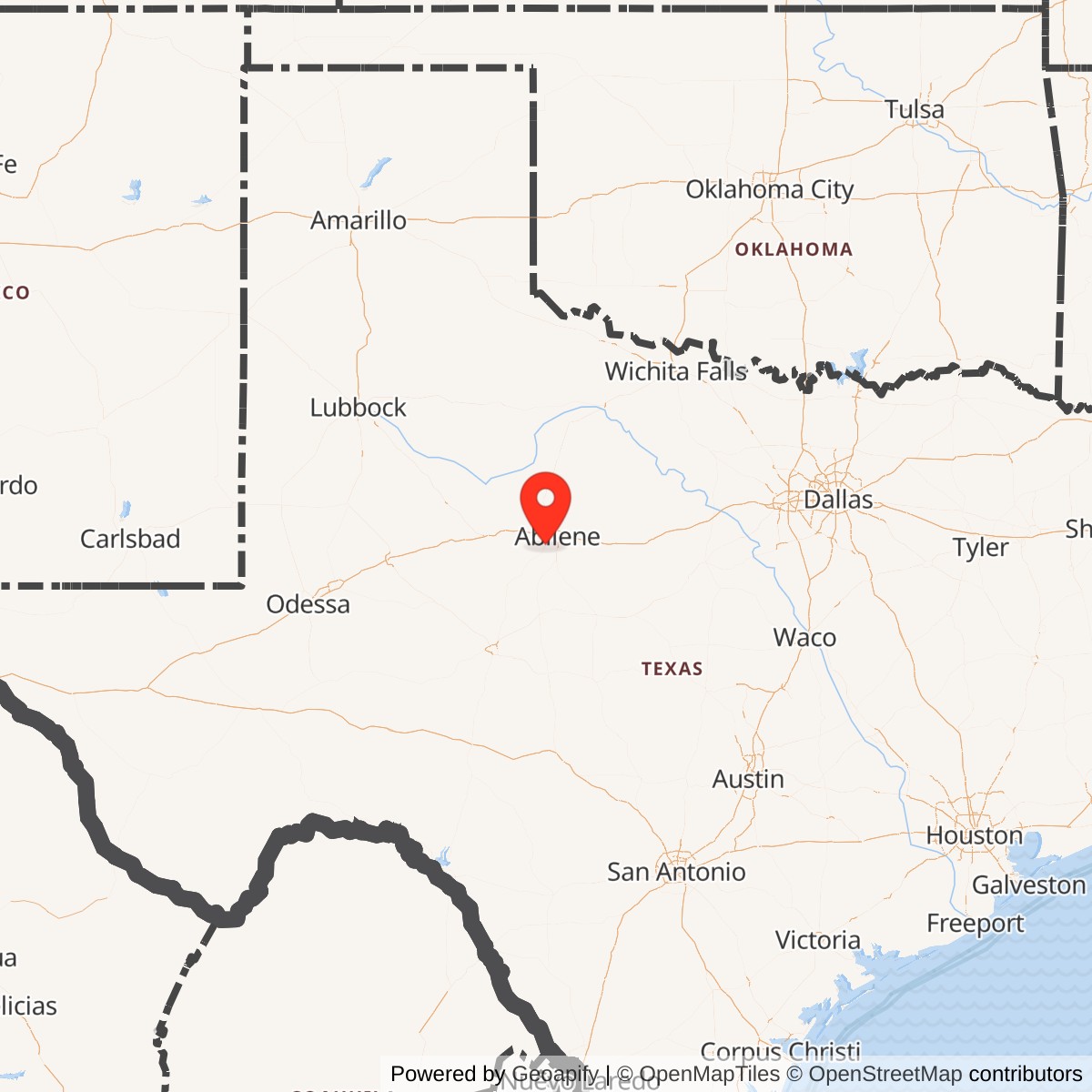 Map showing location of Camp Barkley, Texas