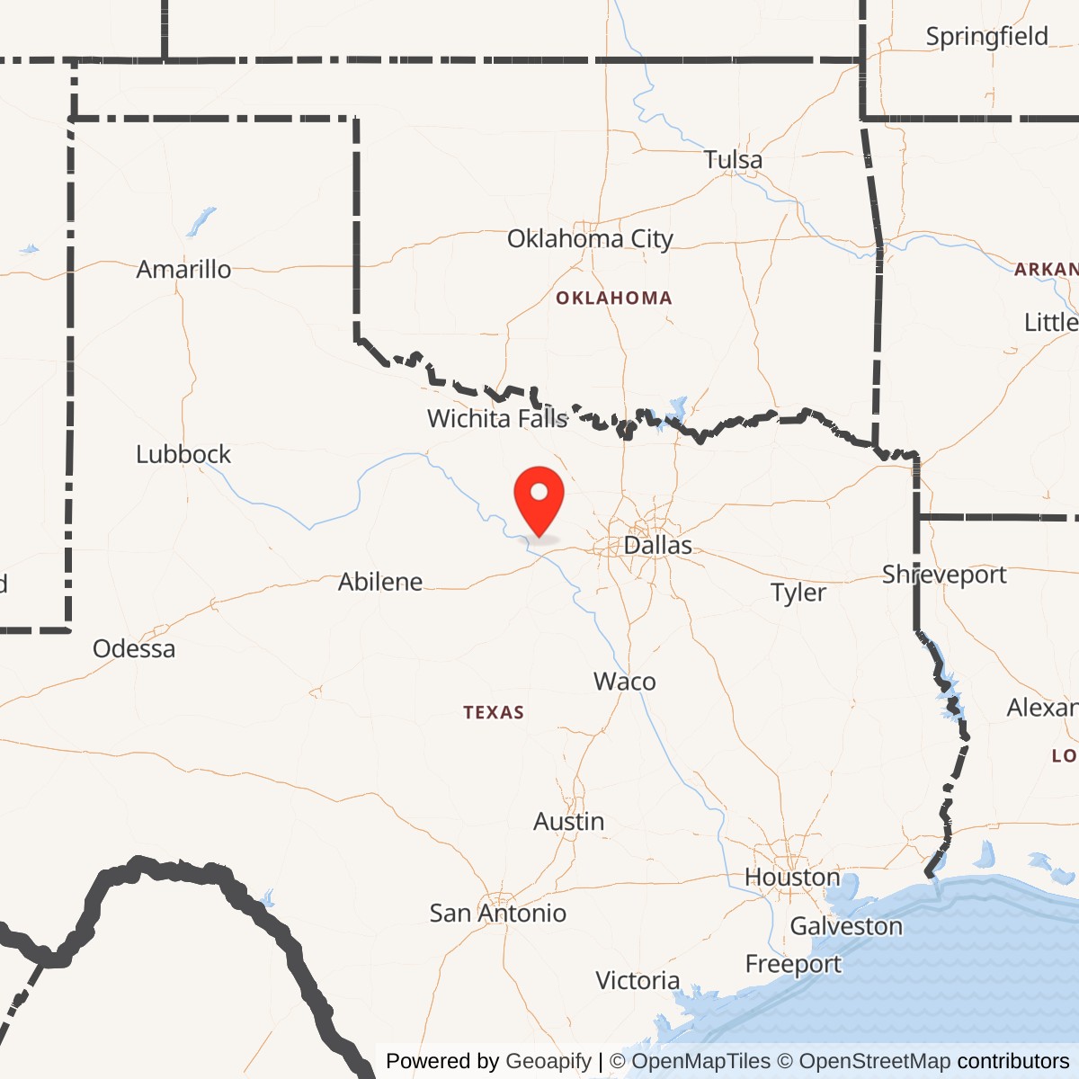 Map showing location of Camp Wolters, Texas