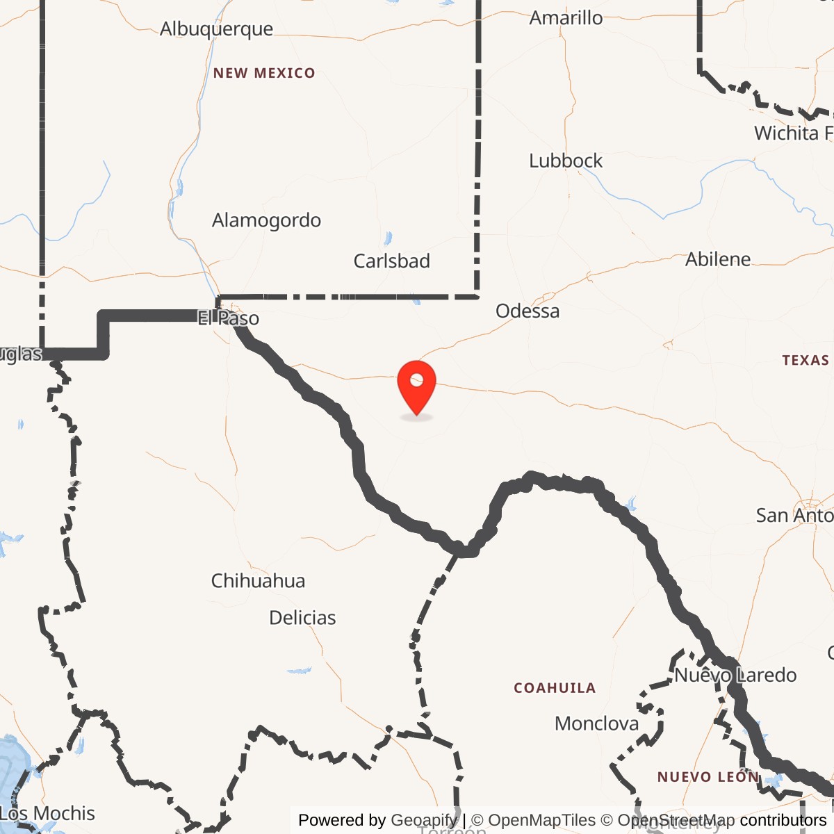 Map showing location of Fort Davis, Texas