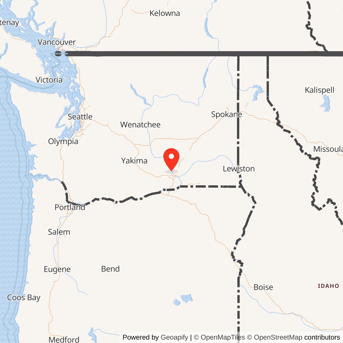 Map showing location of Camp Hanford, Washington