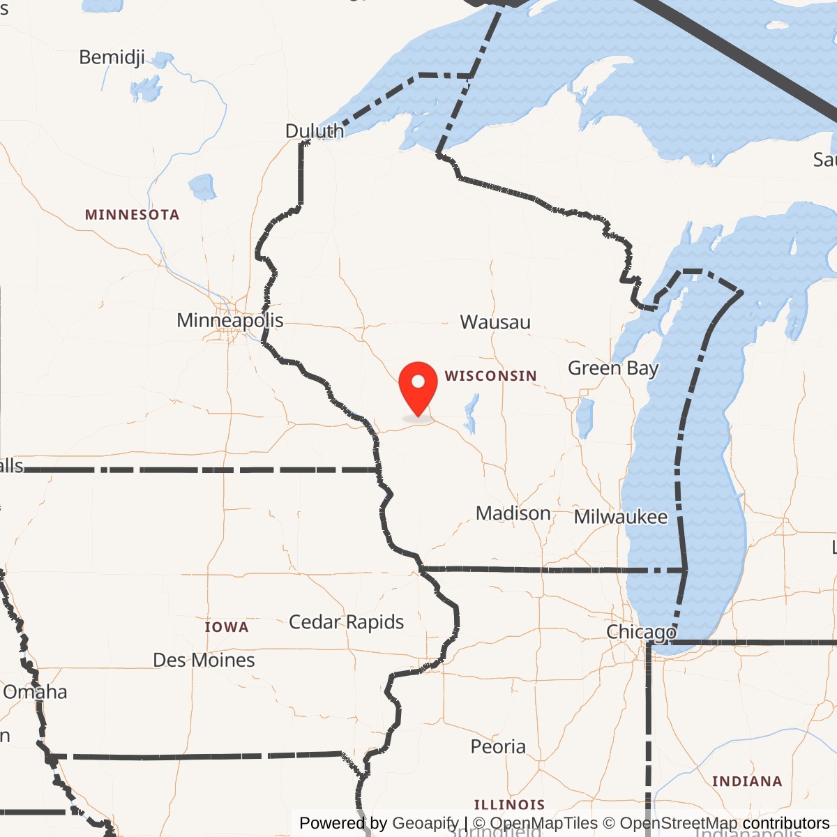 Map showing location of Fort McCoy, Wisconsin