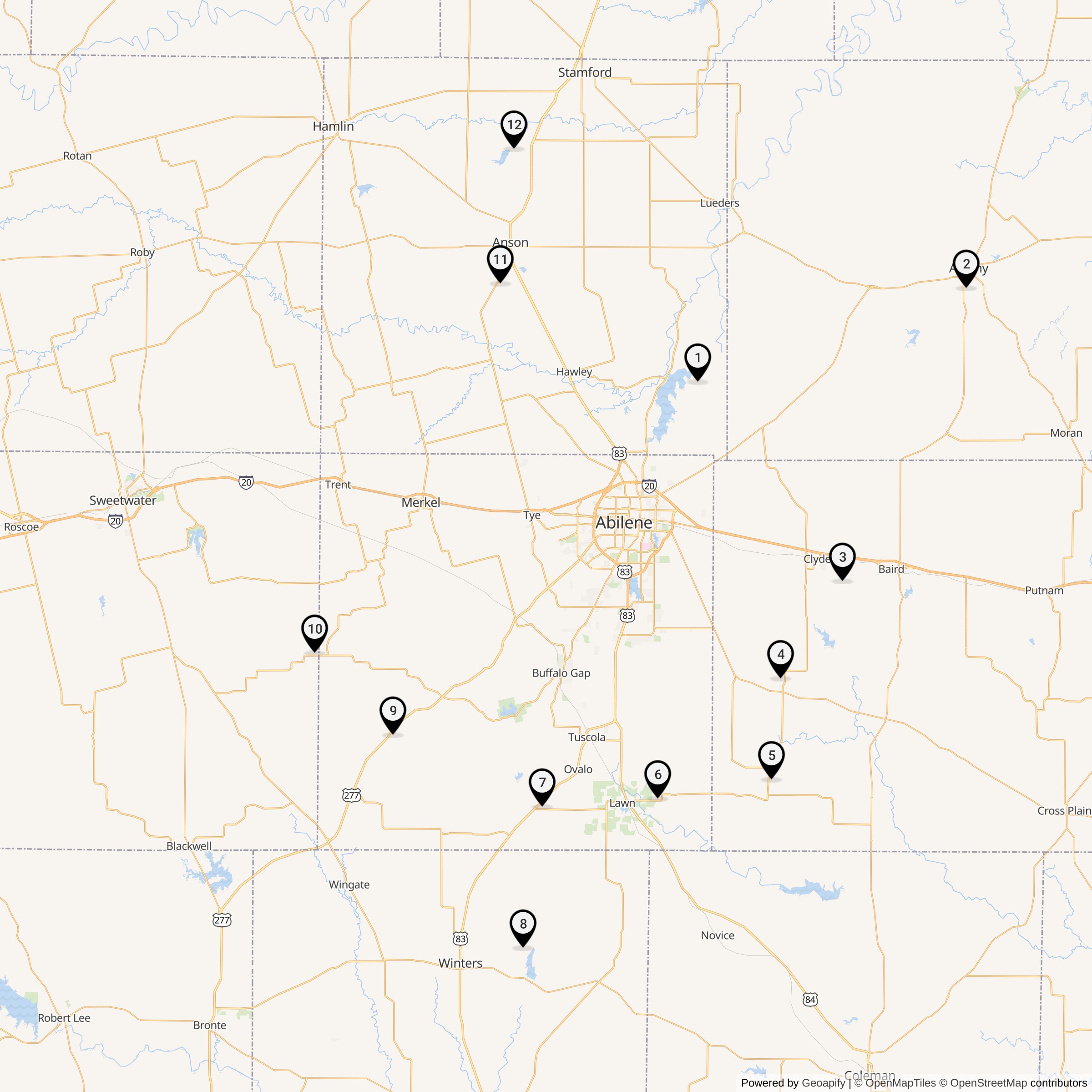Map Showing 578th Strategic Missile Squadron Atlas F Missile Silo Locations