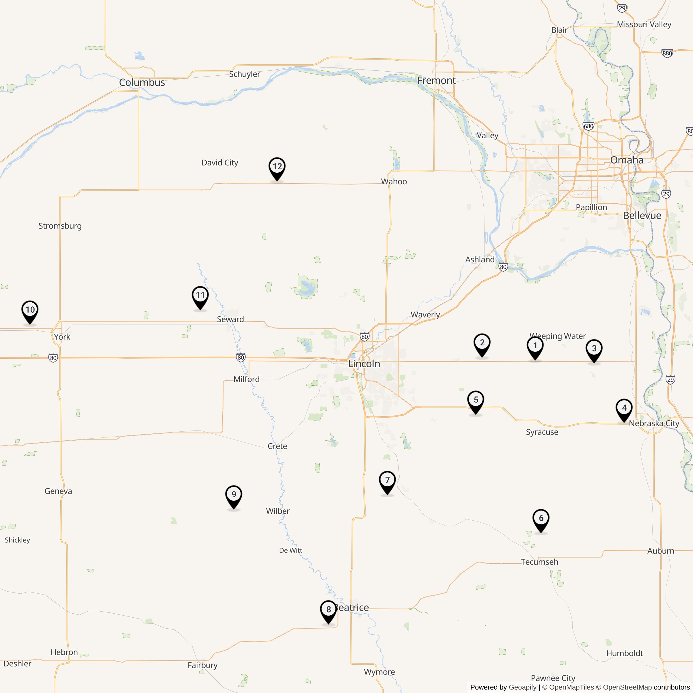 Map Showing 551st Strategic Missile Squadron Atlas F Missile Silo Locations
