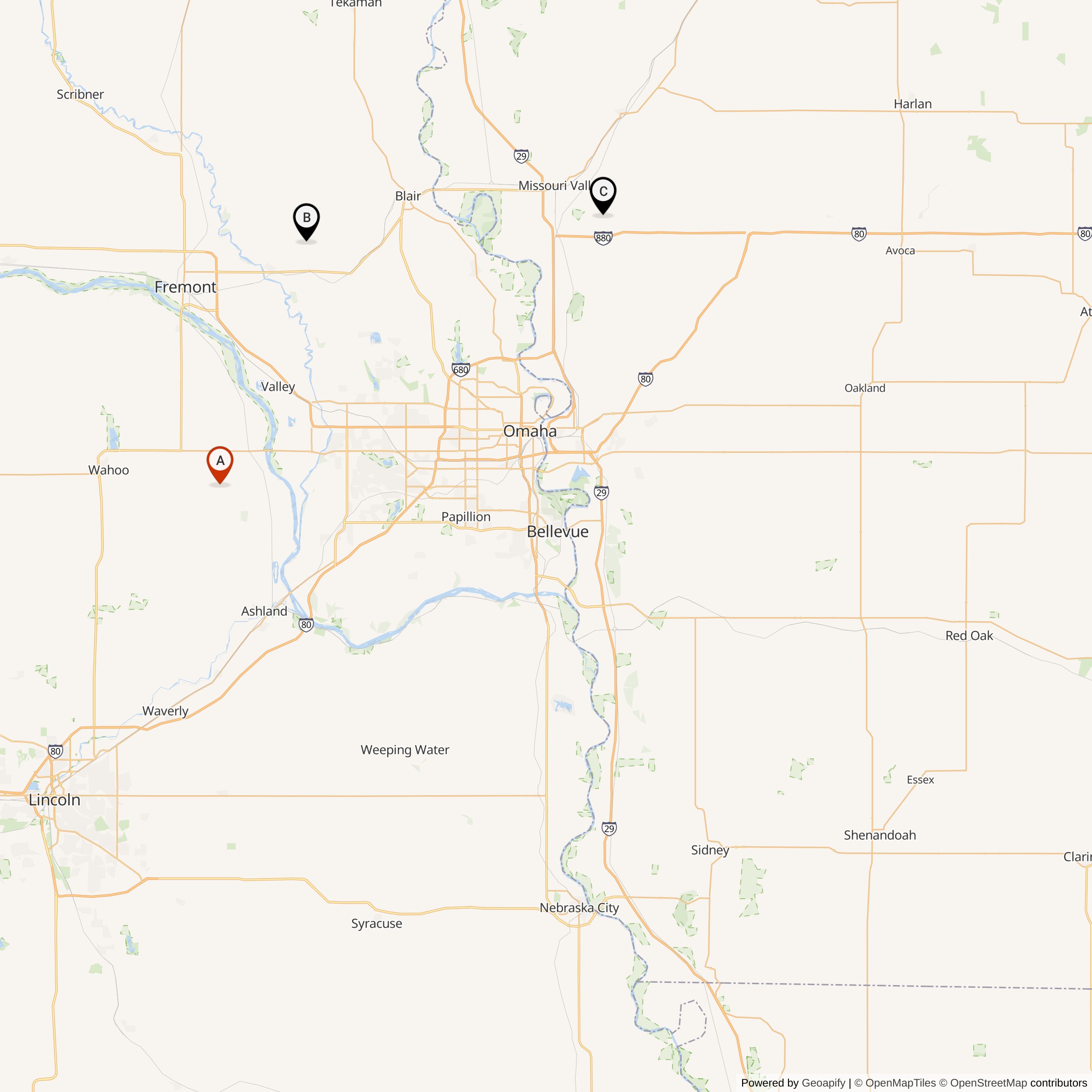 Map Showing 549th Strategic Missile Squadron Atlas D Missile Silo Locations