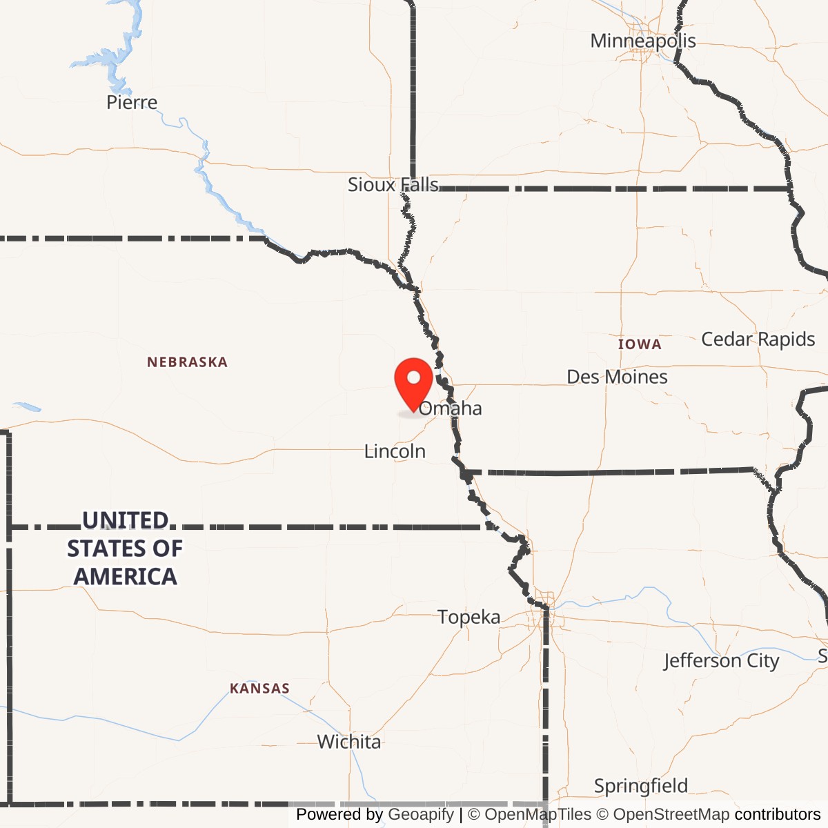 Map showing location of Atlas D Site 549-A, Nebraska