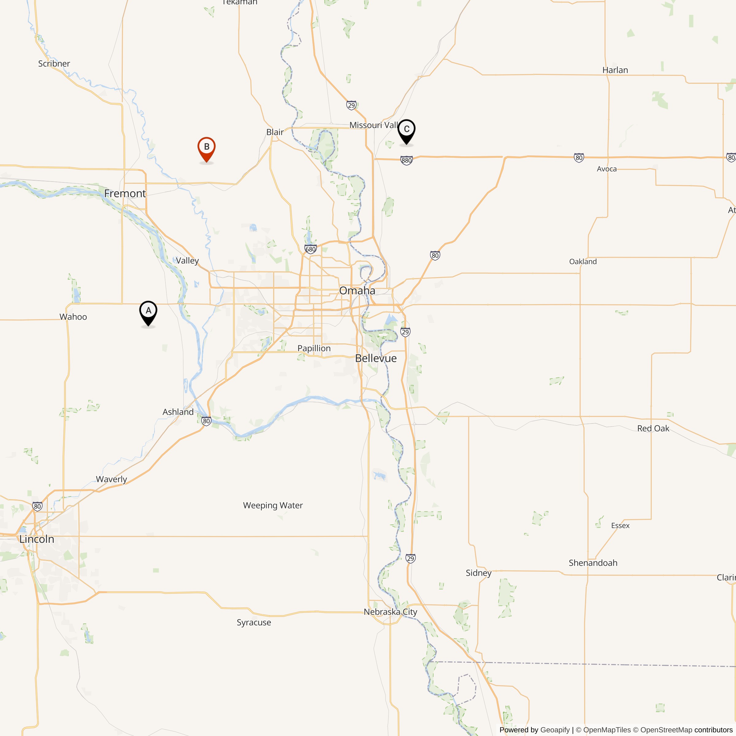 Map Showing 549th Strategic Missile Squadron Atlas D Missile Silo Locations
