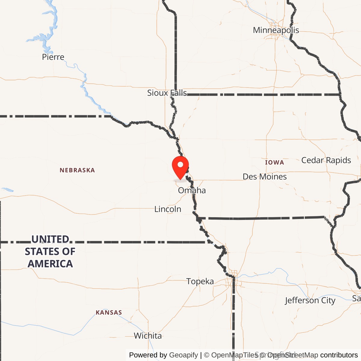 Map showing location of Atlas D Site 549-B, Nebraska