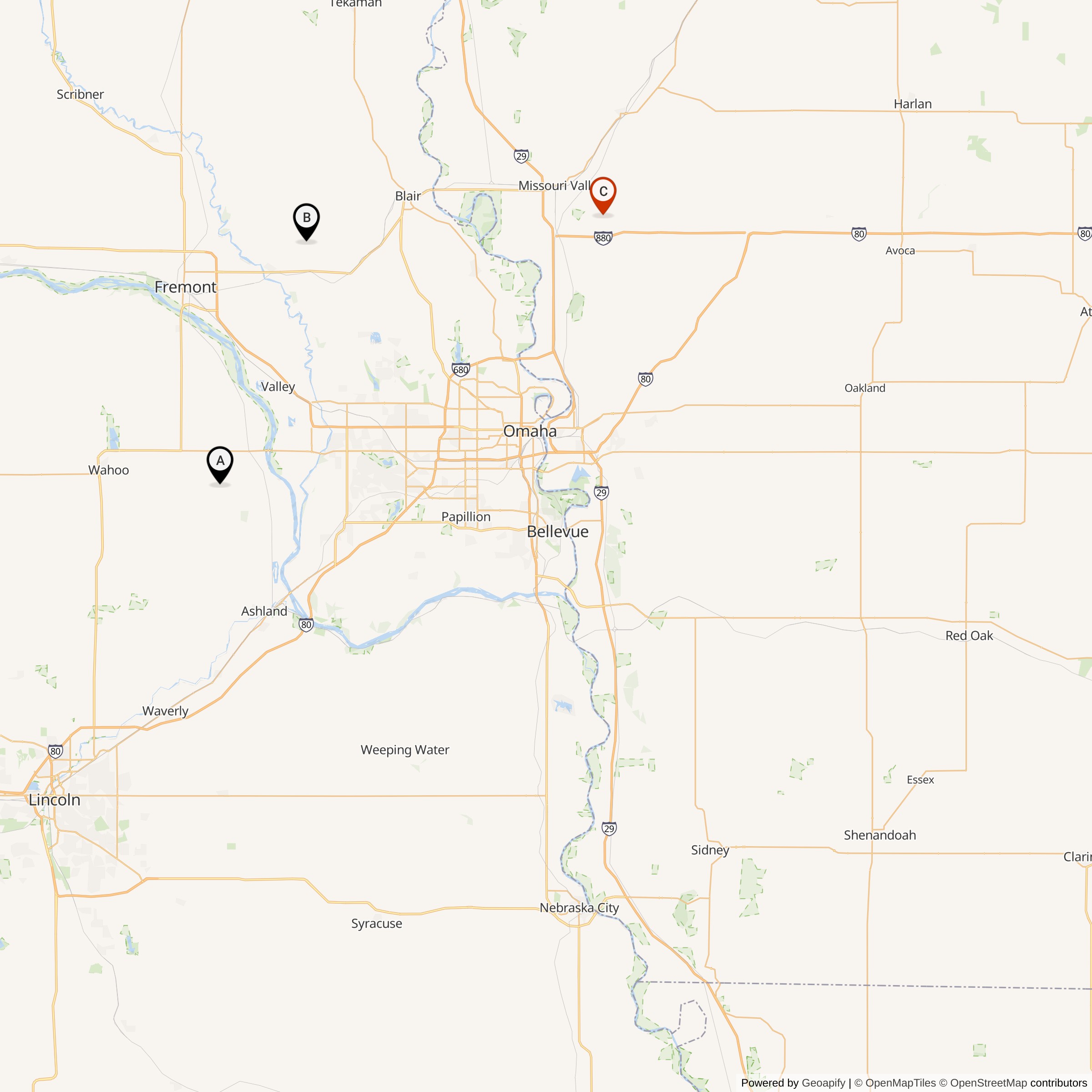Map Showing 549th Strategic Missile Squadron Atlas D Missile Silo Locations