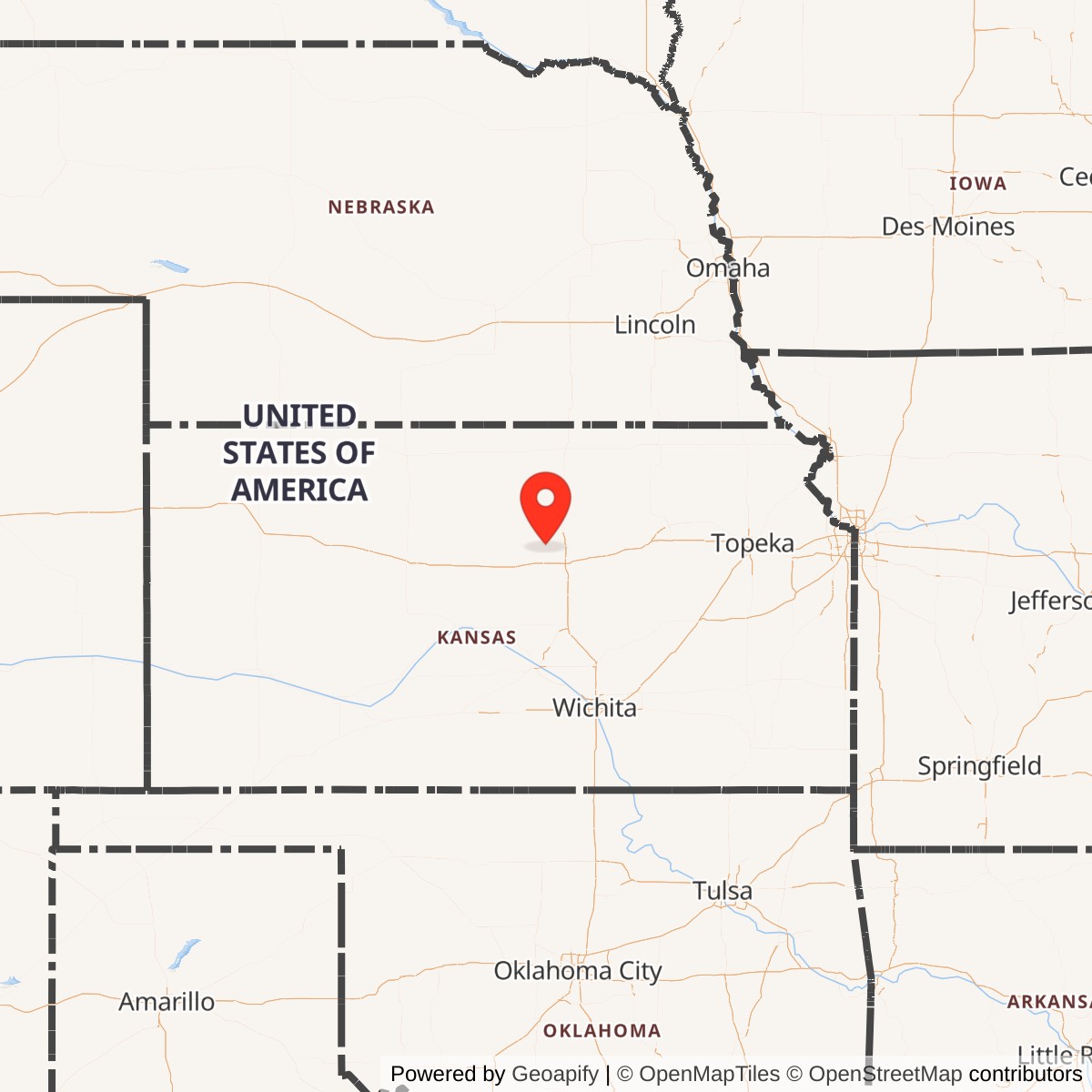 Map showing location of Atlas F Site 550-10, Kansas