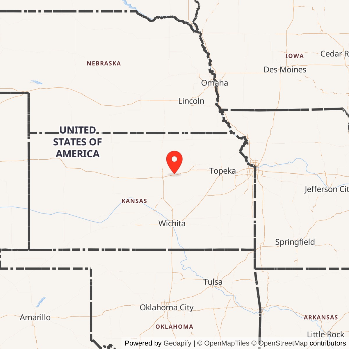 Map showing location of Atlas F Site 550-2, Kansas
