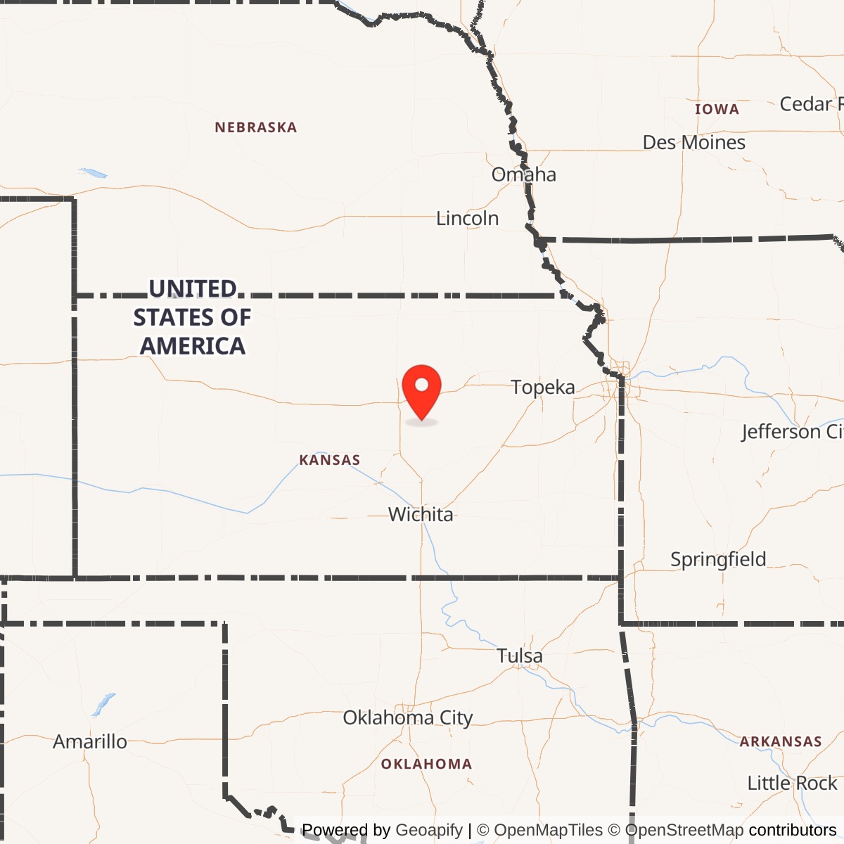 Map showing location of Atlas F Site 550-4, Kansas